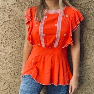 Beautiful Orange and white blouse
